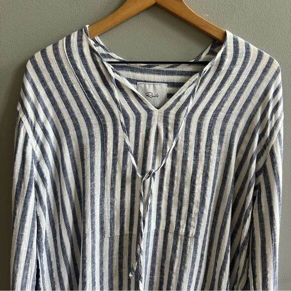 Rails Nina Rio Stripe Blouse Long Sleeve Linen Metallic Striped Shirt Medium - Picture 7 of 14